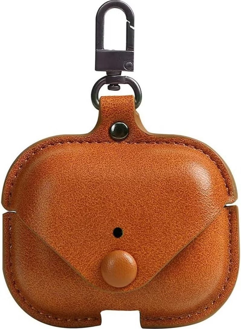 Leather Case for AirPods 3rd Generation with Keychain | Protective Cover, Shockproof, Scratch Resistant, Charging Indicator Visible – Brown